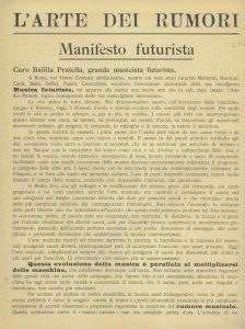 Come mare squarciato d'estate - Il futurismo musicale - Arte dei rumori - Manifesto