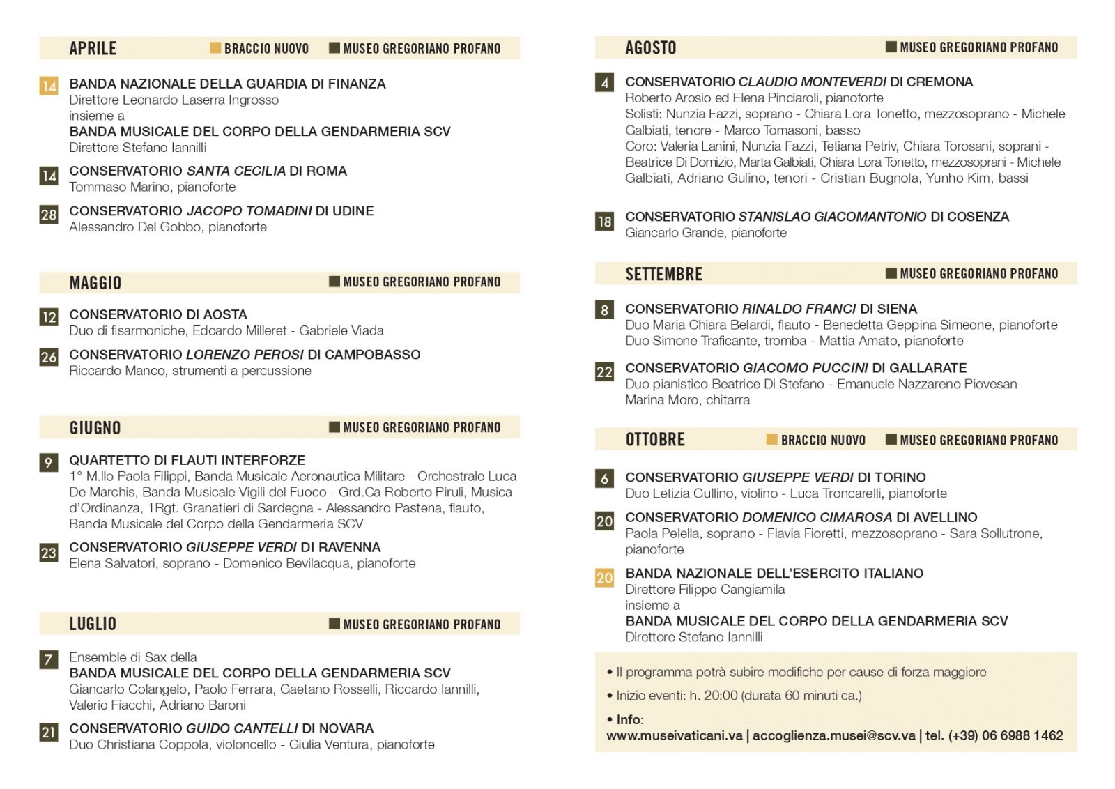 Musei di sera 2023 - programma aperture notturne